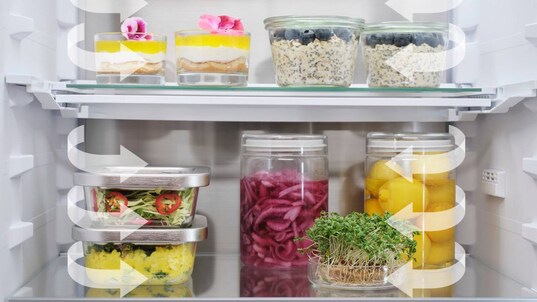 Different types of food placed in a refrigerator