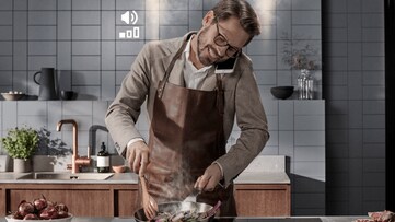 Man cooking in kitchen